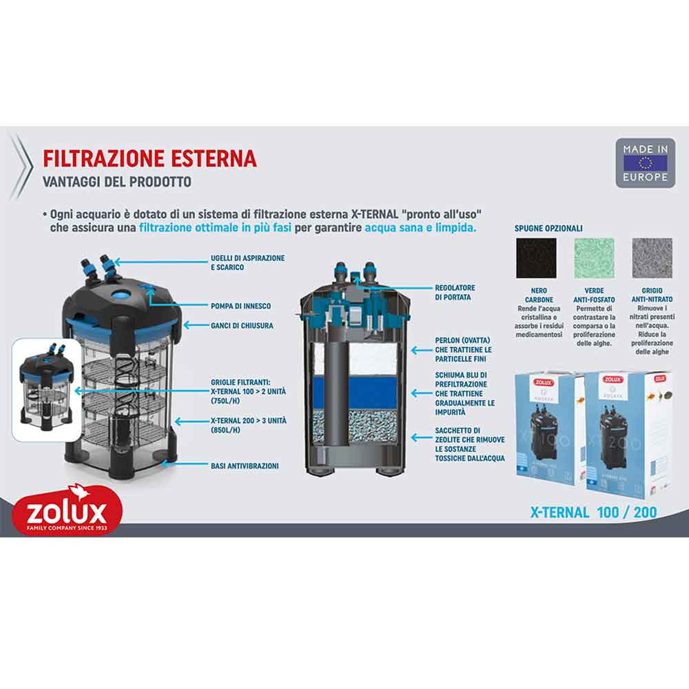 Zolux Aqua Colonne 40 96 litri con Filtro esterno e riscaldatore 40x40x60h cm