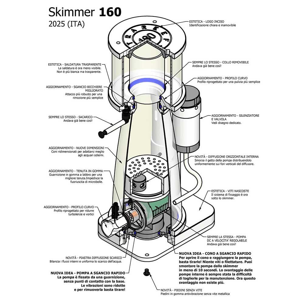 Ultra Reef Schiumatoio Akula UKSI-160 Wi-fi (DC) per vasche da 400 a 700 L NEW 2025