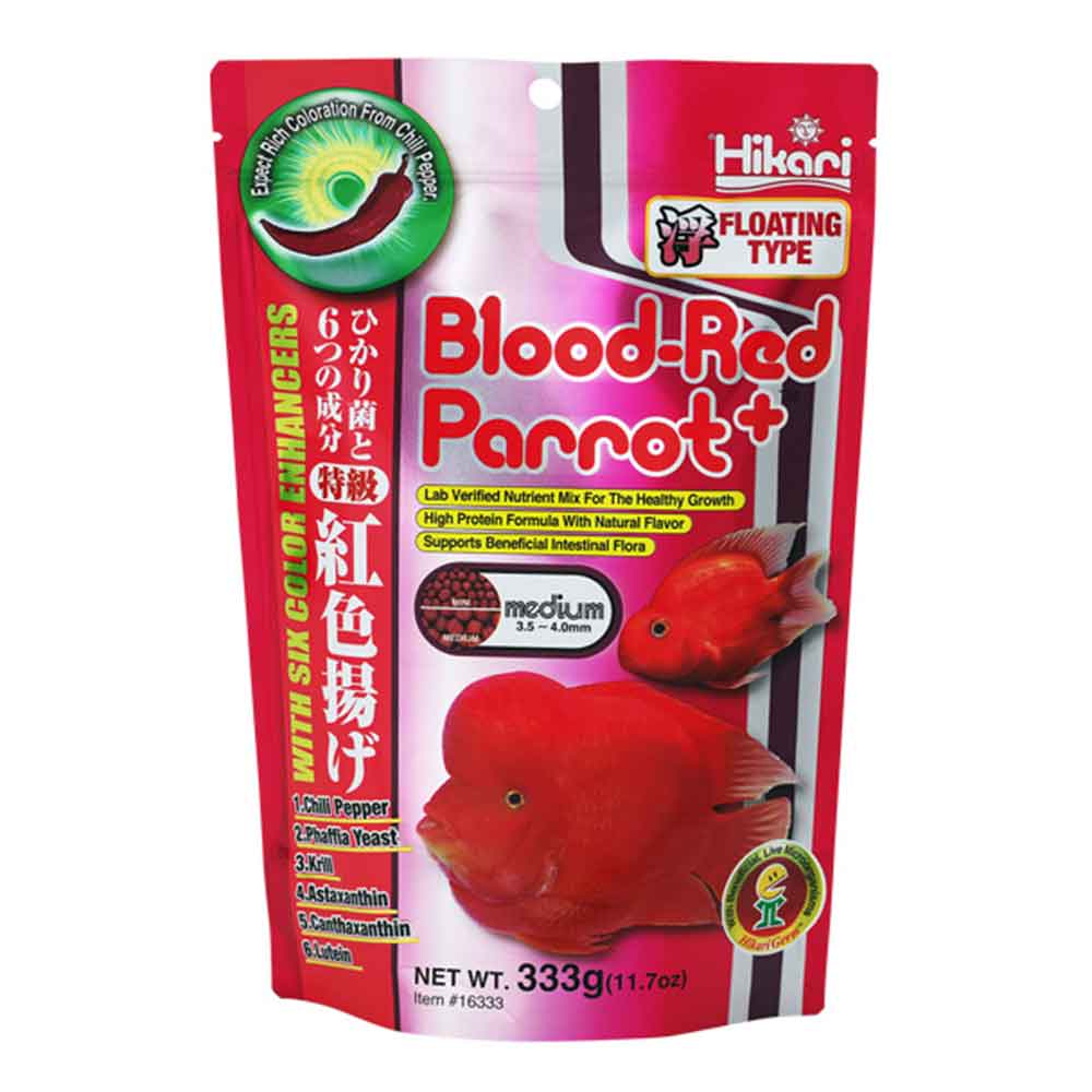 Hikari Blood Red Parrot Medium pellet alimento con peperoncino 333gr