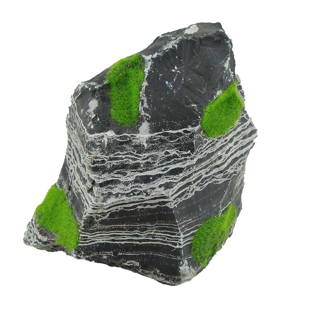 Zolux Ki Pouss Roccia Bicolore M6 con semi di Glossostigma foto reale e misure 13x11x14h cm