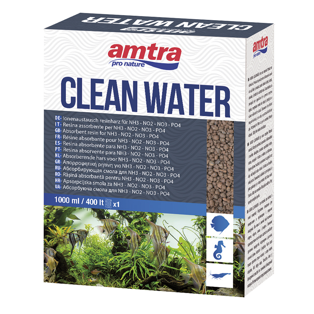 Amtra Cleanwater Resina assorbente (NH3 NO2 NO3 PO4) per dolce e marino 1000ml per 400lt
