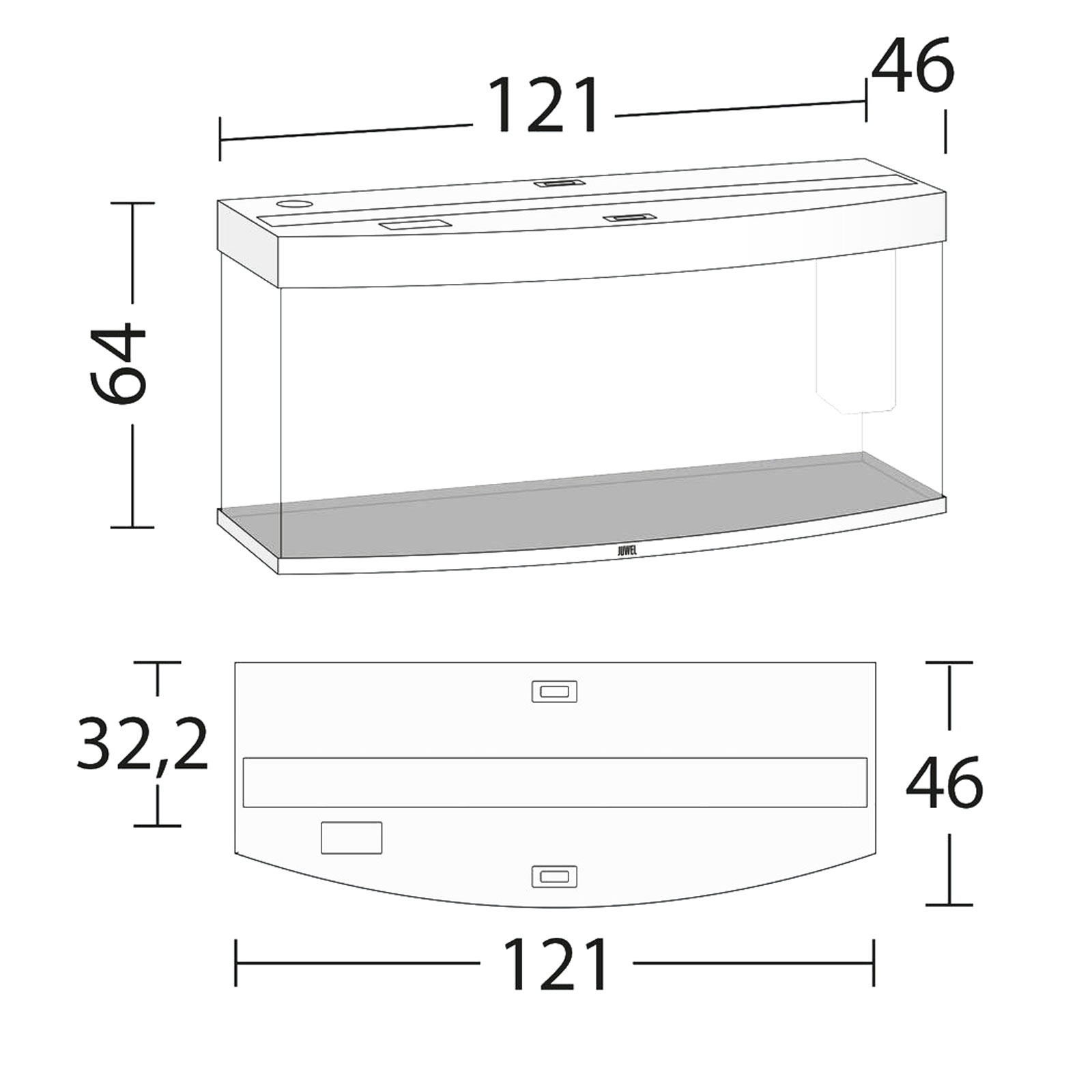 Juwel Acquario Vision 260 Litri LED Faggio mis. 121x46x64H cm