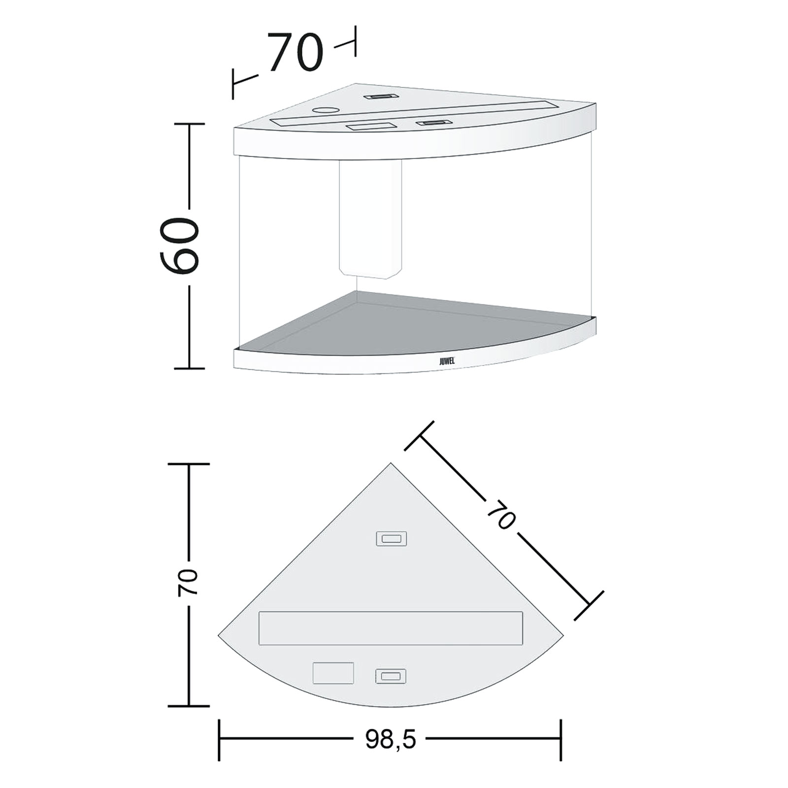 Juwel Acquario Trigon 190 Litri LED Faggio mis. 98,5x70x60H cm