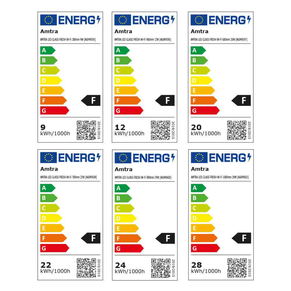 Amtra Led Glass Fresh Lampada a Led Regolabile con Dimmer e Timer inclusi 380mm 9W (T5 24W T8 15W)