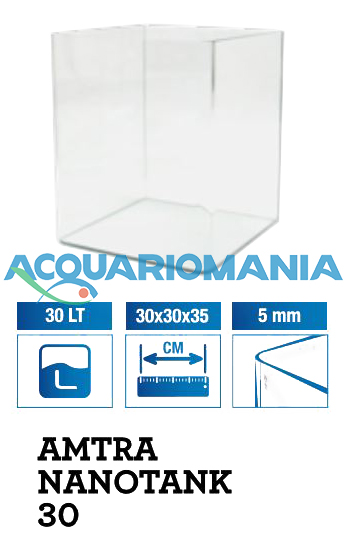 Amtra Nanotank 30 Acquario 30 Litri Vasca Coperchio e Tappetino 30x30x35h cm