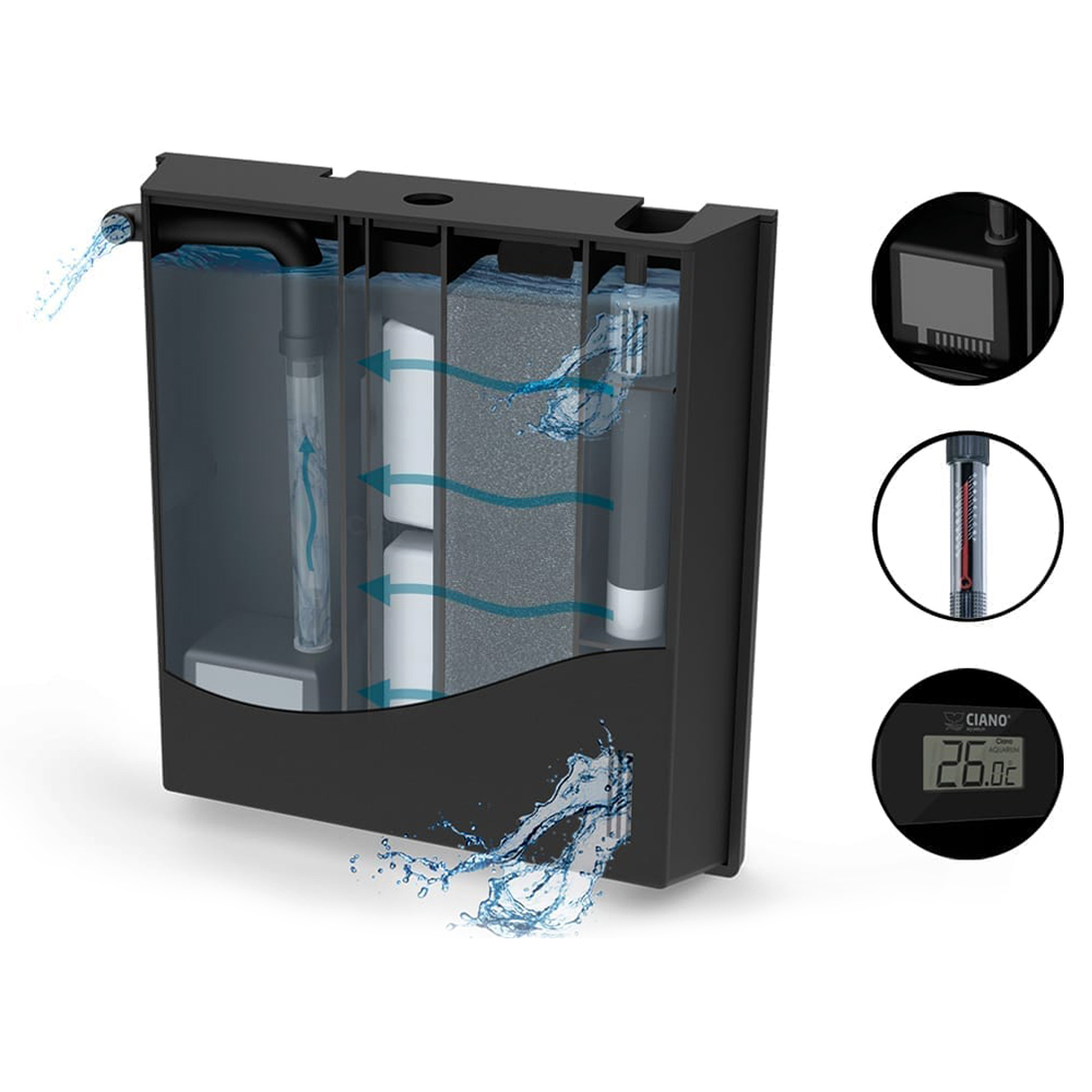 Ciano Aquarium Aqua 60 Plus Led nero 65 litri 60x30x37,2h cm