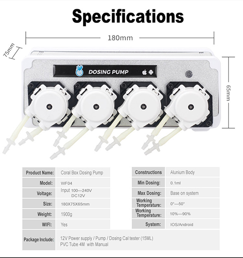Coral Box WIFI WF04 Dosing Pump Pompa dosometrica Wi-fi a 4 canali