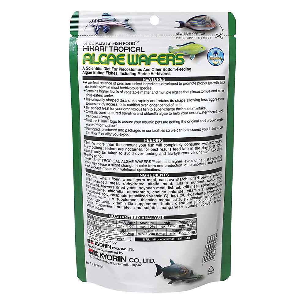 Hikari Algae Wafers per Pulitori e altri pesci vegetariani 40g