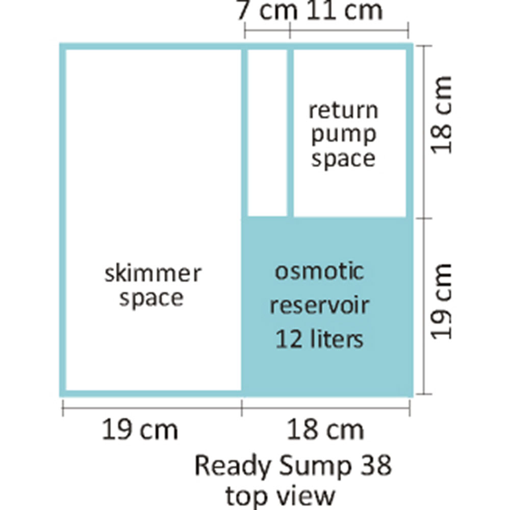Blau Aquaristic Ready Sump 38 con recipiente rabbocco automatico e divisori
