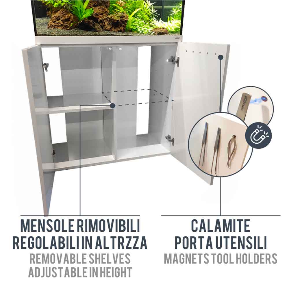Amtra Acquario Alux Bianco Combi con Mobile e Filtraggio 330L 120x45x148h cm