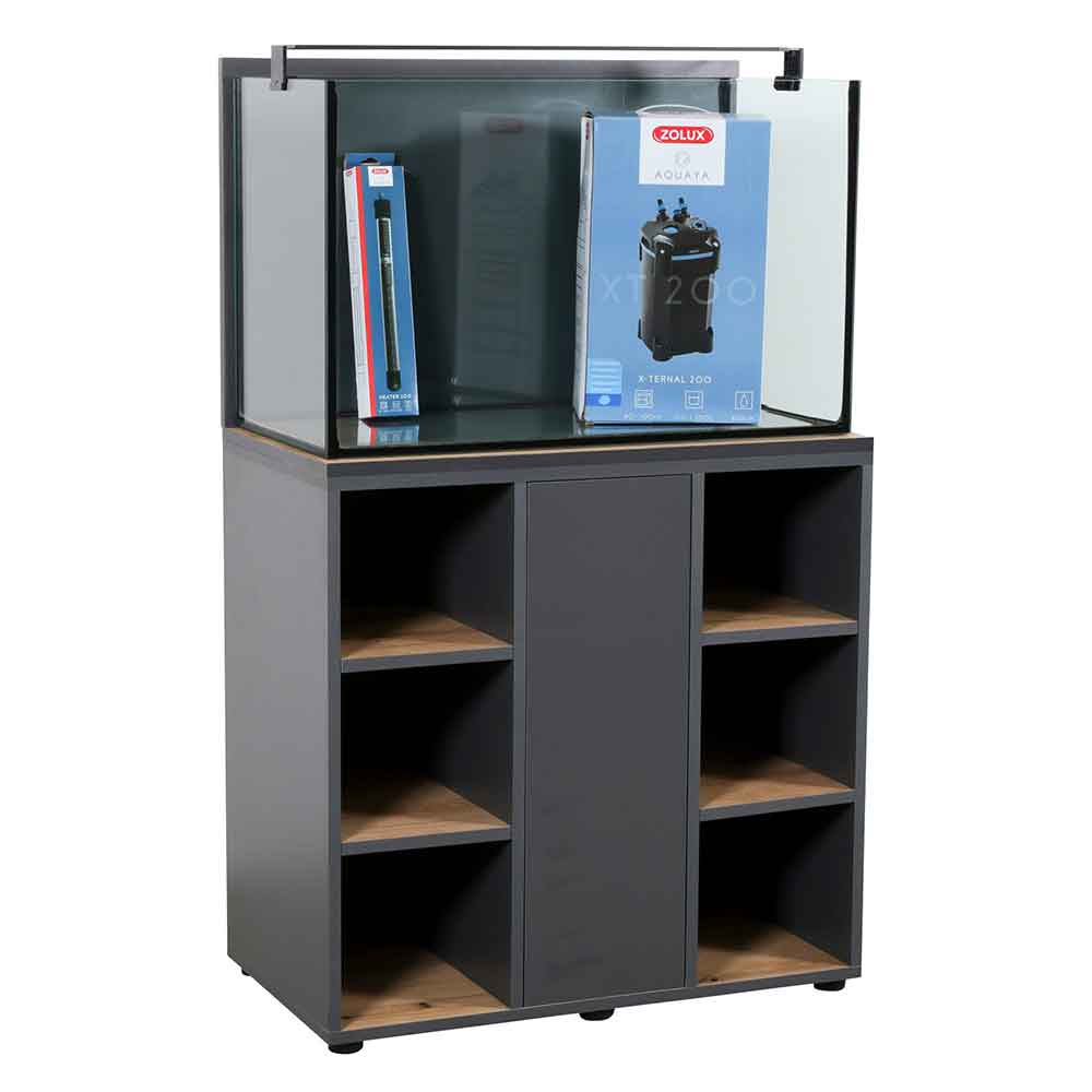 Zolux Acquario Aqua IdroMax Grigio 200 Completo con Supporto 110,3x45x137h cm