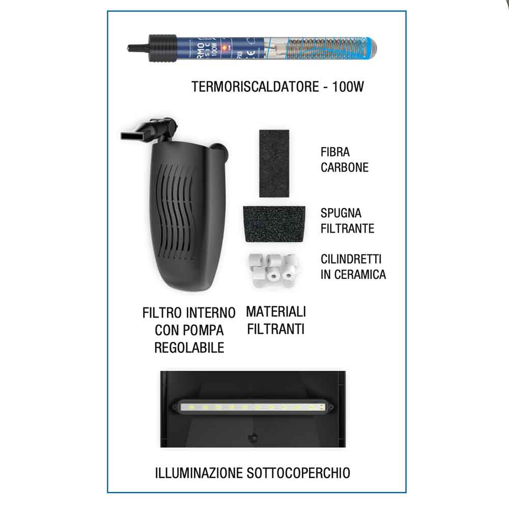 Blu Bios Acquario Magis 50 Nero 59x31x39h cm 50 Litri