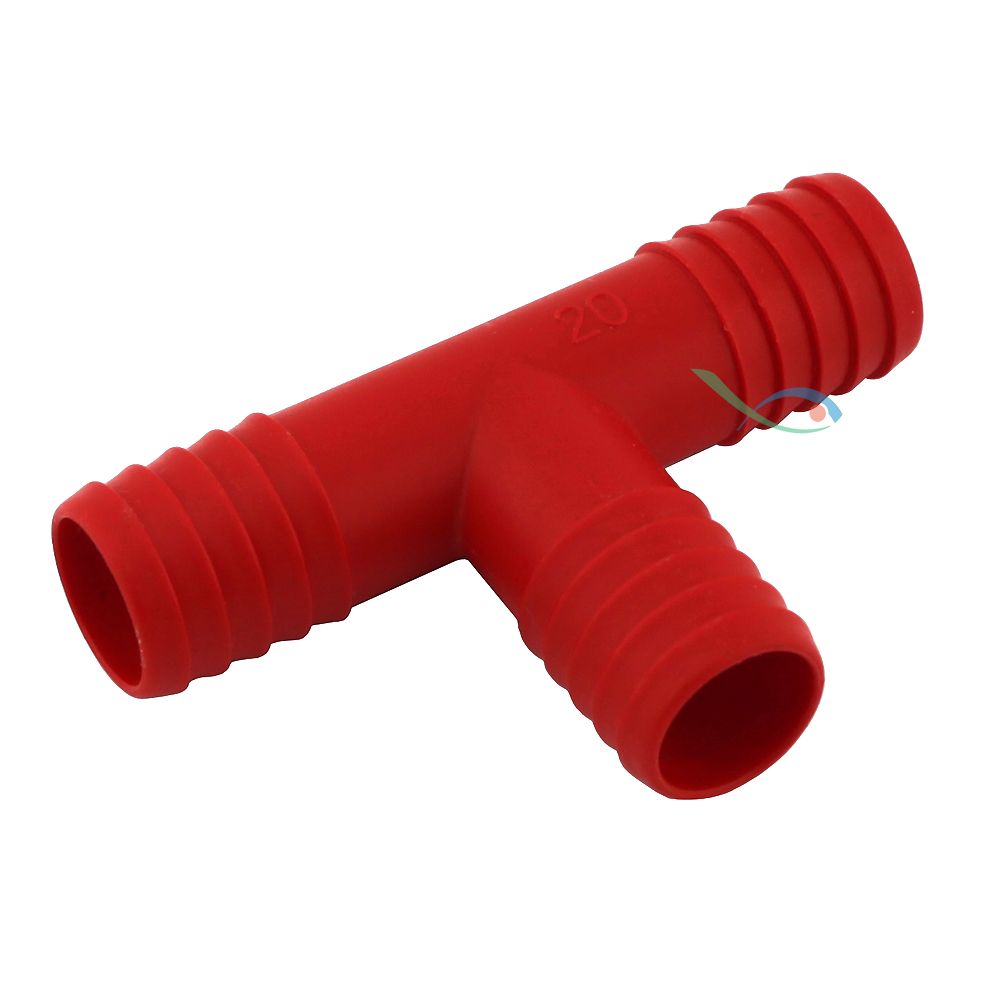 Raccordo a T rosso per tubi in gomma con ø interno 10mm