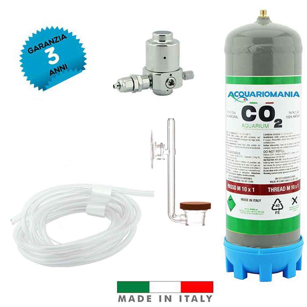Acquariomania Impianto CO2 Minimum Classic Bombola 1300g con Riduttore di pressione Atomizzatore Twinstar e Tubo