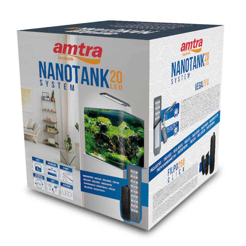 Amtra Nanotank System 20 Acquario 18l Led Filtro Coperchio e Tappetino 25x25x30h cm