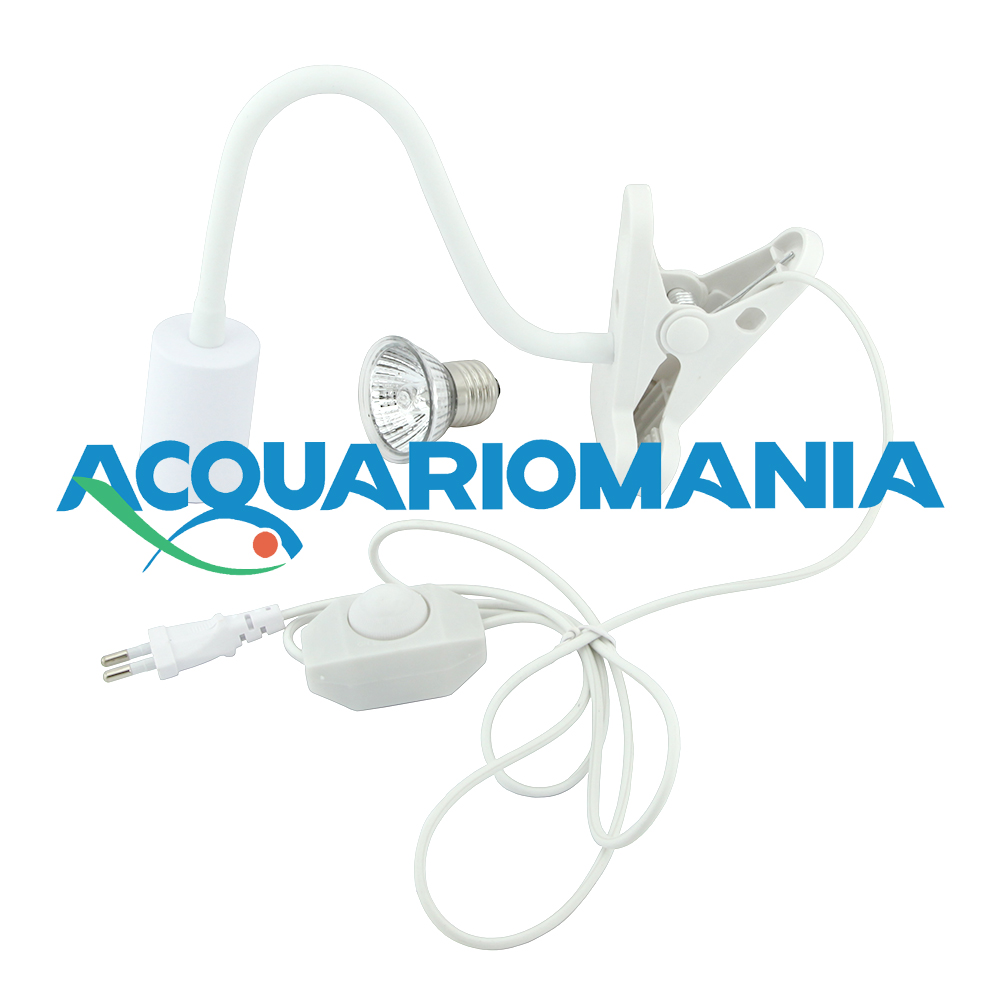 Reptalux Lampada Flessibile a Pinza E27 con UV-A e UV-B 50W bianco