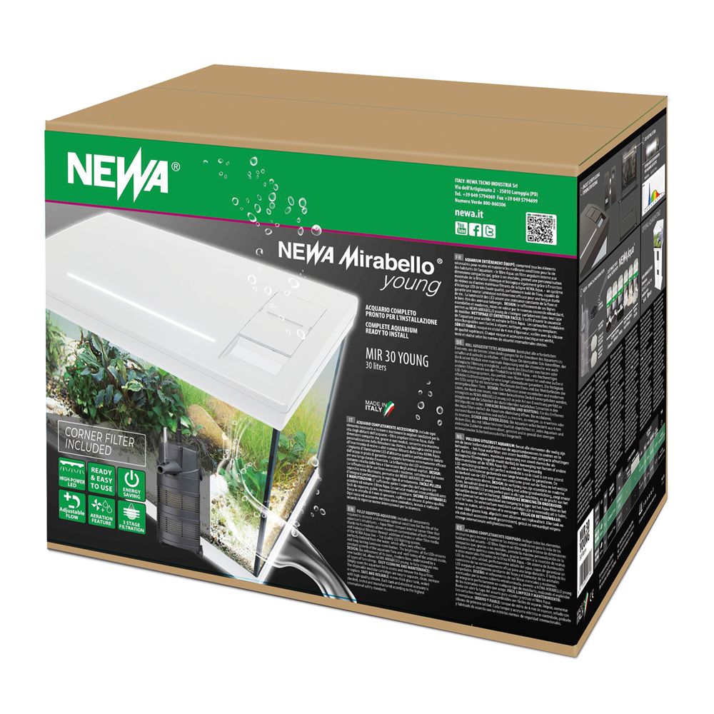 Newa Mirabello 30 Young Led Acquario 30 litri Bianco