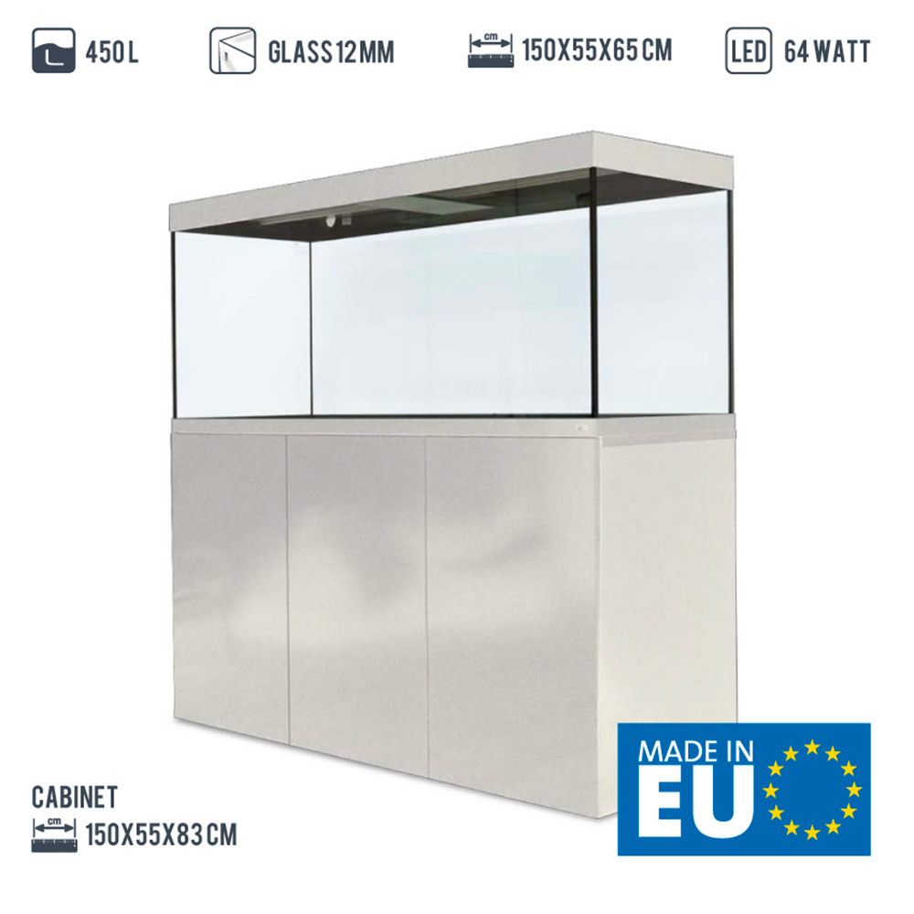 Amtra Acquario Alux Bianco Combi con Mobile e Filtraggio 450L 150x55x148h cm
