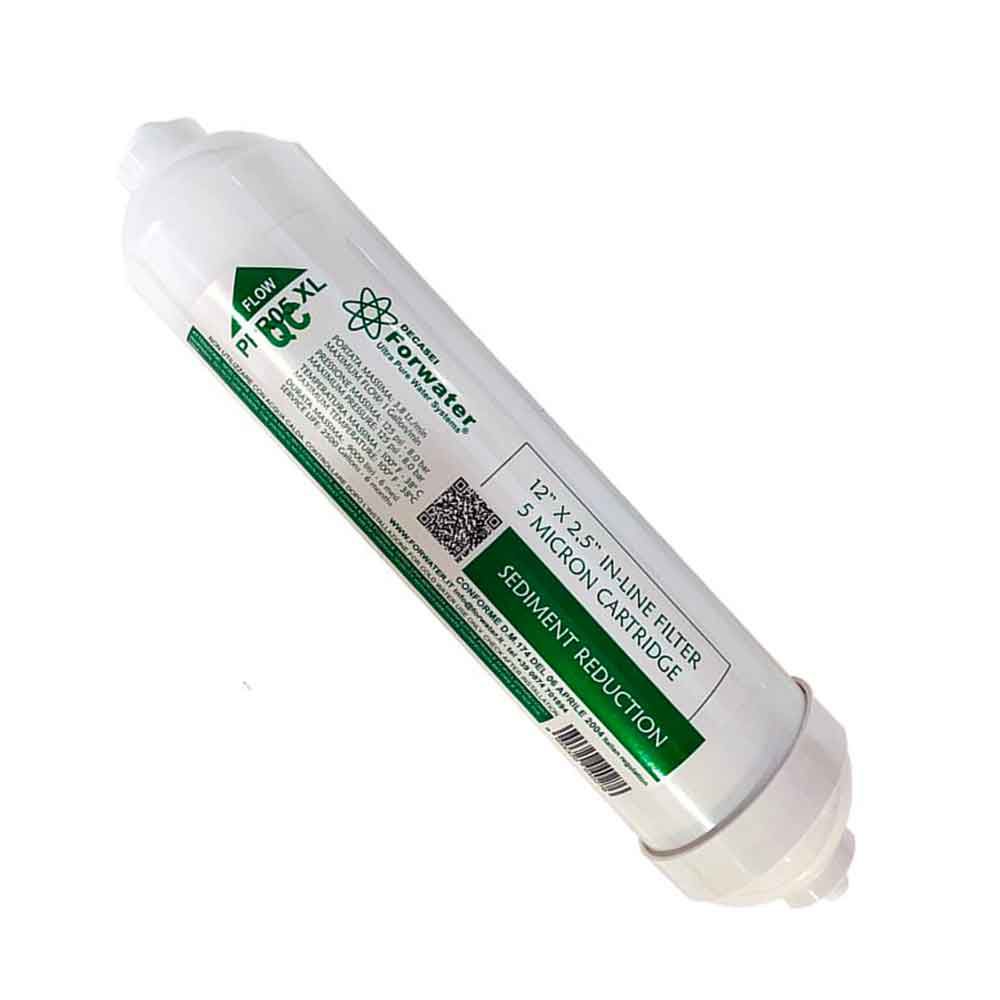 Forwater PPR05 XL QC Cartuccia sedimenti in linea 5mcr 12&quot;x2,5&quot; con attacchi rapidi 1/4&quot;