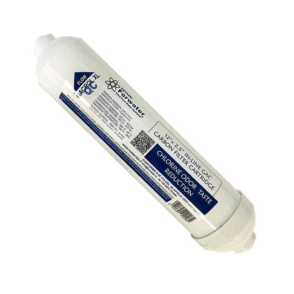 Forwater GACROL XL QC Cartuccia carbone in linea 12&quot;x2,5&quot; con attacchi rapidi 1/4&quot;