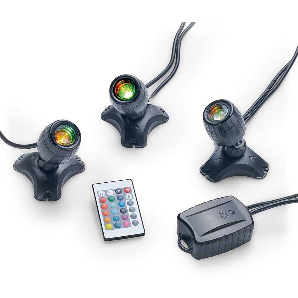 Pontec PondoStar LED RGBW Set 3 faretti sommergibili per laghetto 5W con telecomando
