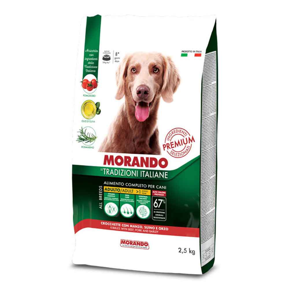 Morando Premium Adulto Crocchette per Cani con Manzo Suino e Orzo 13mm 2,5Kg