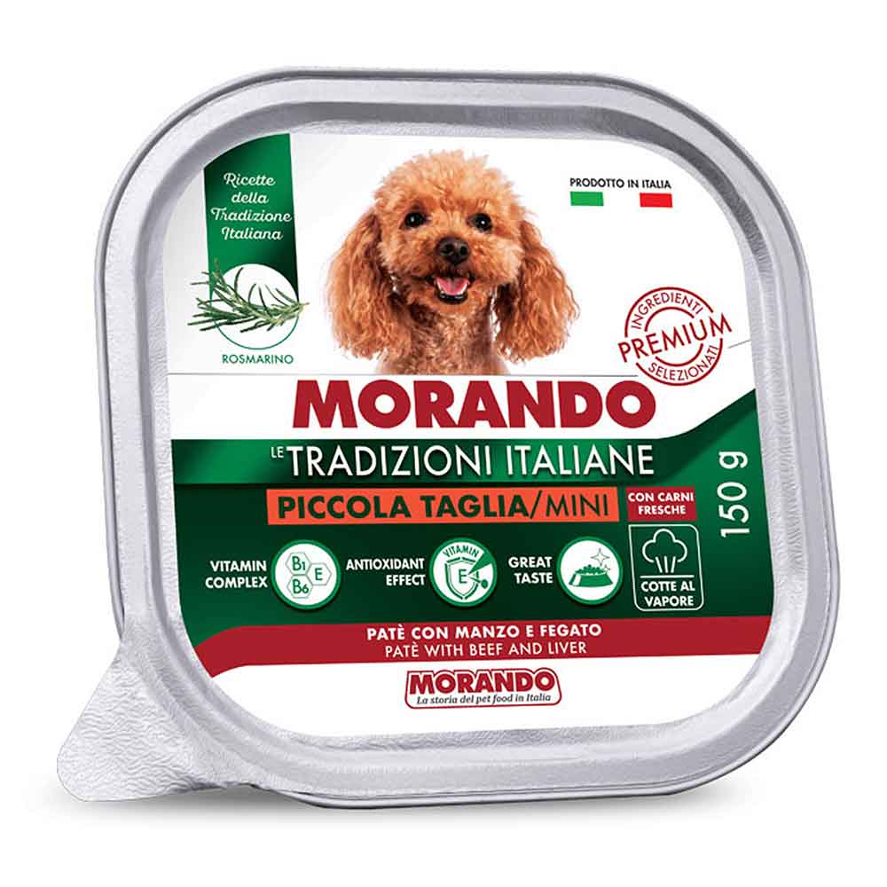 Morando Premium Piccola Taglia Umido Patè per Cani con Manzo e Fegato 150gr