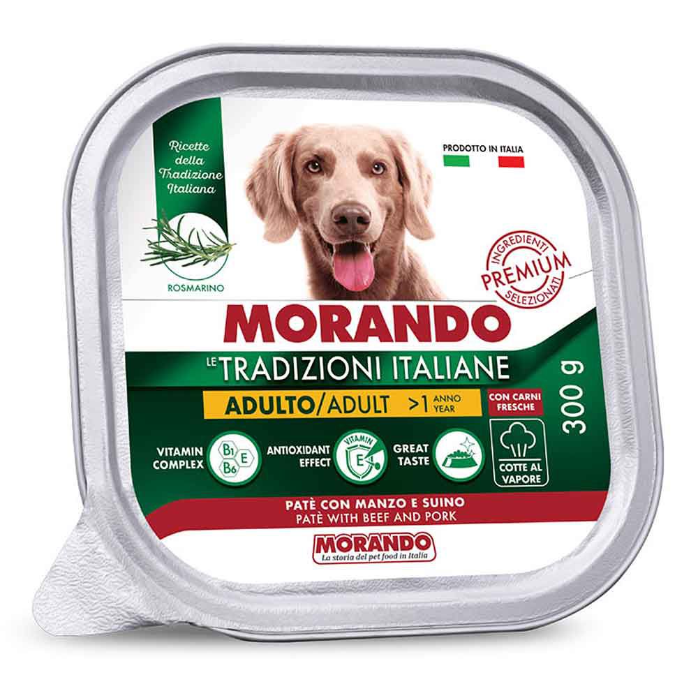 Morando Premium Adulto Umido Patè per Cani con Manzo e Suino 300gr