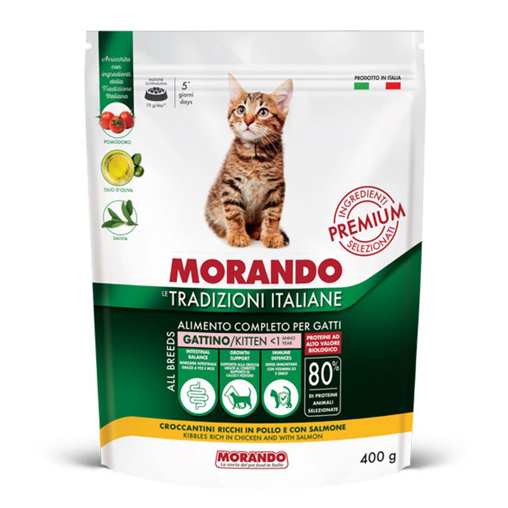 Morando Premium Gattino Croccantini ricchi in Pollo con Salmone 400gr