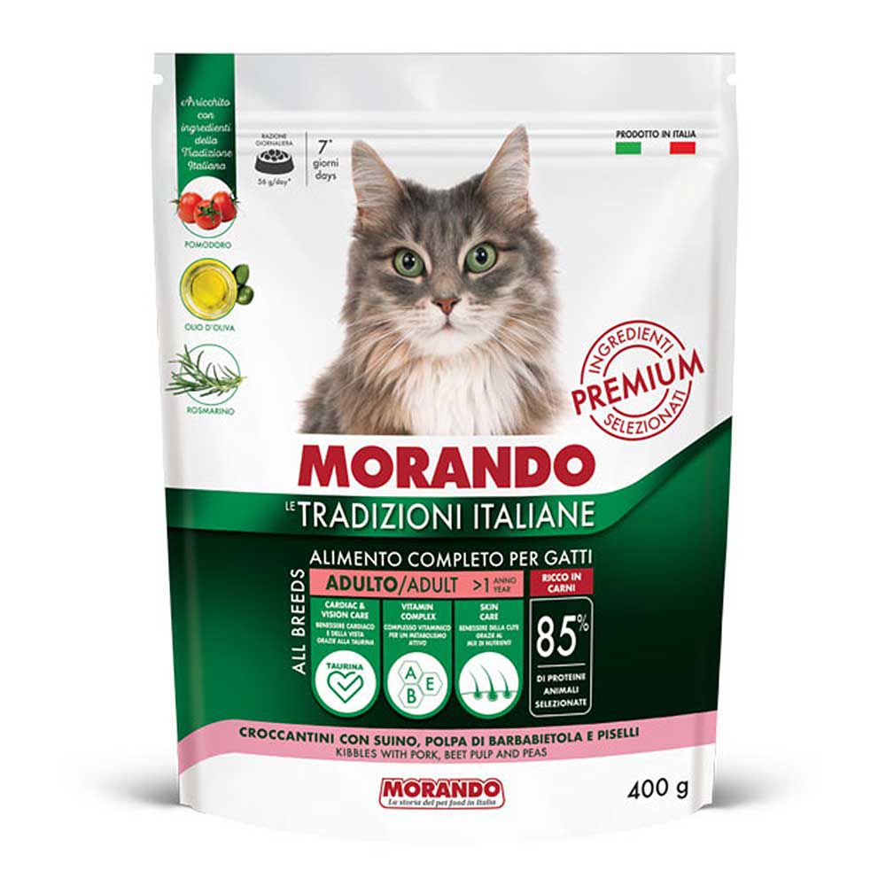 Morando Premium Adulto Croccantini per Gatto con Suino Polpa di Barbabietola e Piselli 400gr