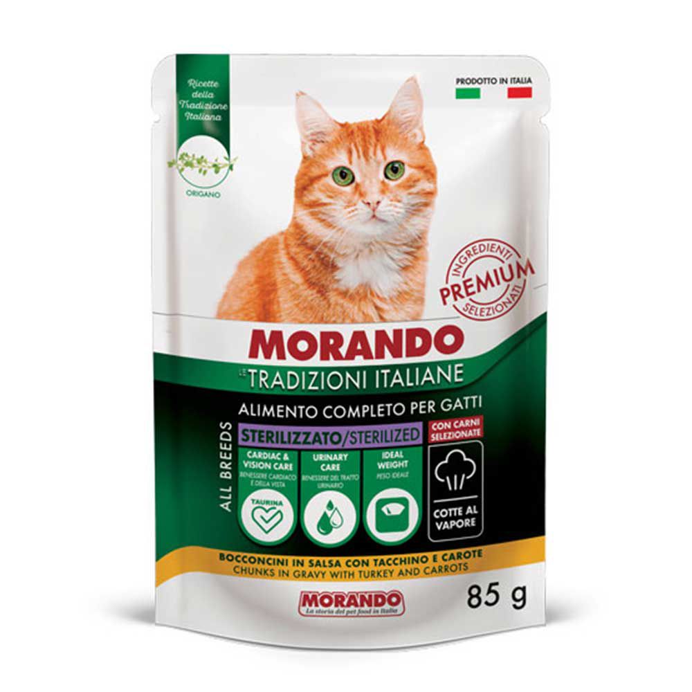 Morando Premium Sterilizzato Umido Bocconcini in gelatina per Gatto con Tacchino e Carote 85gr