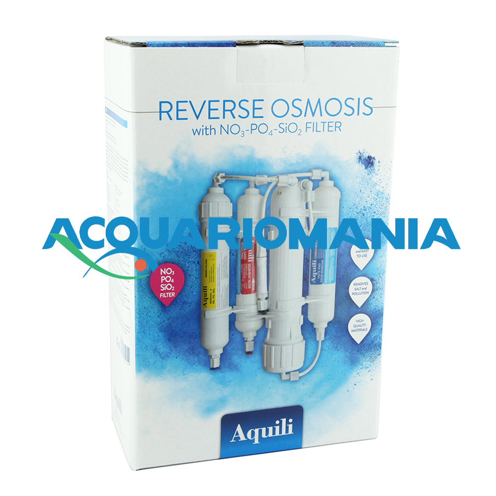 Aquili Impianto Osmosi NPS 50GPD 190litri al giorno a 4 stadi in linea con Filtro anti NO3 PO4 SiO