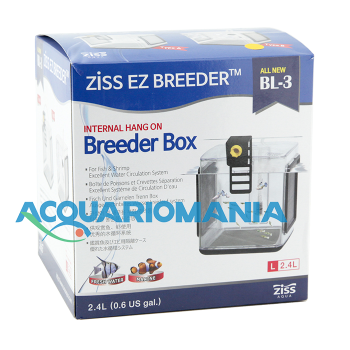 Ziss BL-3 Sala Parto Vaschetta isolamento premium per pesci e avanotti Versione B con attacco a ventose L 2.4 litri