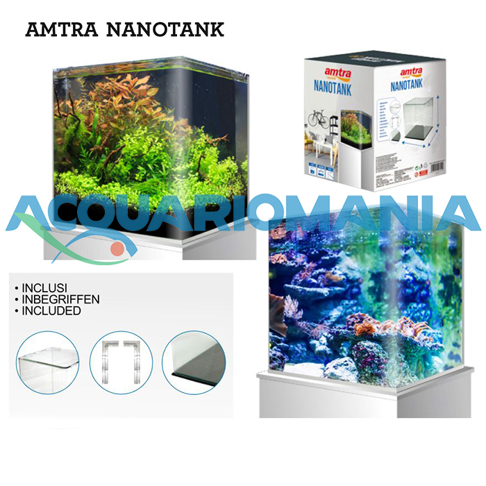 Amtra Nanotank 20 Acquario 18L Coperchio e Tappetino 25x25x30h cm