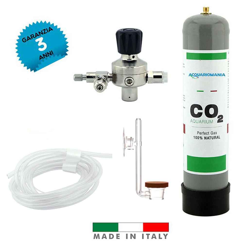 Acquariomania Impianto CO2 Minor 2 Classic Bombola 600g con Riduttore di pressione Atomizzatore Twinstar e Tubo